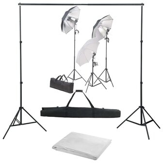 Fotostudioset met verlichtingsset en achtergrond 2