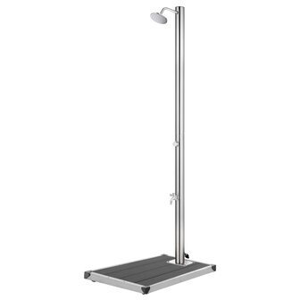 Buitendouche met grijze basis 220 cm roestvrij staal 1