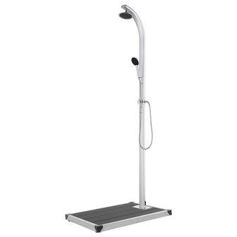 Buitendouche met grijze basis 220 cm aluminium 1
