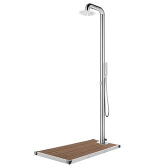 Buitendouche met bruine basis 230 cm roestvrij staal 1