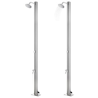 Buitendouche met grijze basis 220 cm roestvrij staal 2