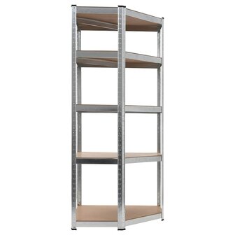 Hoekrek 5-laags staal en bewerkt hout zilverkleurig 2