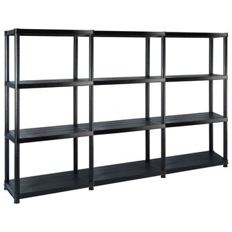 Opbergrek 4-laags 183x30,5x130 cm kunststof zwart 1