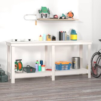 Werkbank 180x50x80 cm massief grenenhout wit 1