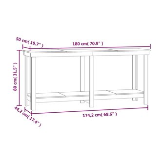 Werkbank 180x50x80 cm massief grenenhout wit 8