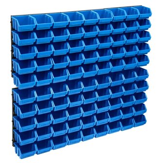 96-delige Opslagbakkenset met wandpanelen blauw en zwart 1