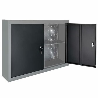 Gereedschapskast voor aan de wand metaal grijs en zwart 4