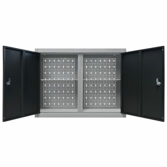 Gereedschapskast voor aan de wand metaal grijs en zwart 5