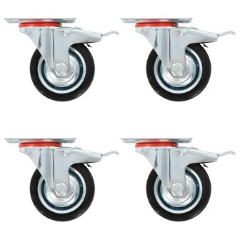 Zwenkwielen met dubbele remmen 4 st 75 mm 1