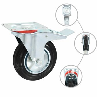 Zwenkwielen met dubbele remmen 4 st 160 mm 2