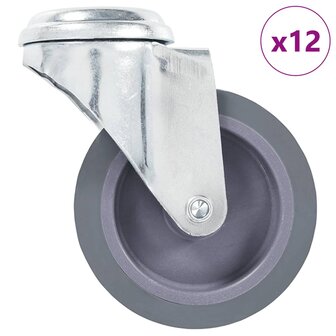 12 st Zwenkwielen met boutgaten 75 mm 1