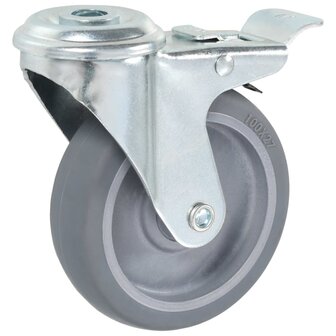 8 st Zwenkwielen met boutgaten 100 mm 6