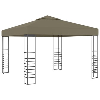 Tuinpaviljoen met LED-lichtslinger 3x3 m taupe 3