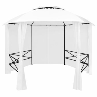 Tuinpaviljoen met gordijnen 180 g/m&sup2; 360x312x265 cm wit 1