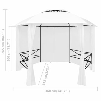 Tuinpaviljoen met gordijnen 180 g/m&sup2; 360x312x265 cm wit 8