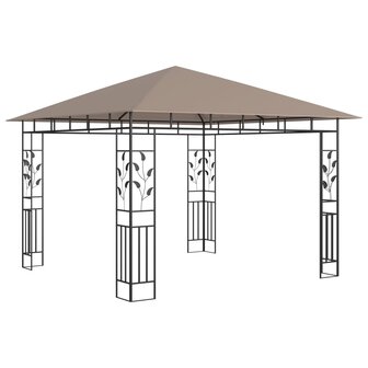 Prieel met klamboe en LED-lichtslinger 3x3x2,73 m taupe 5