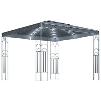 Prieel met LED-lichtslinger 300x300 cm antracietkleurig 2