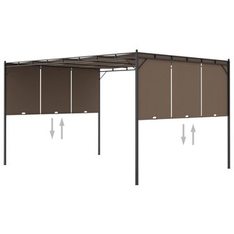 Tuinprieel met zijgordijn 4x3x2,25 m taupe 1