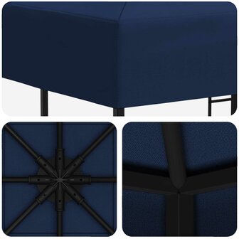 Prieel 3 x 3 m Blauw Polyester en staal 190 gsm 5