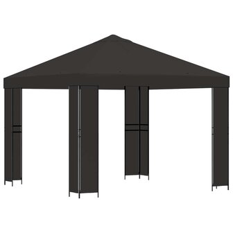 Prieel 3 x 3 m Antracietkleurig Polyester en staal 190 gsm 2