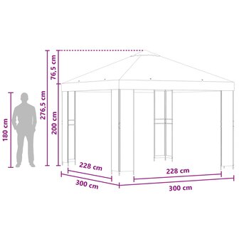 Prieel 3 x 3 m Geel Polyester en staal 190 gsm 7