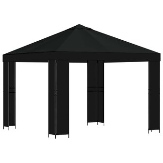 Prieel 3 x 3 m Zwart Polyester en staal 190 gsm 2