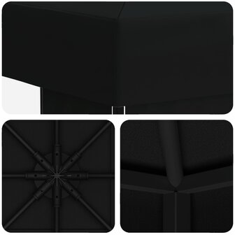 Prieel 3 x 3 m Zwart Polyester en staal 190 gsm 5