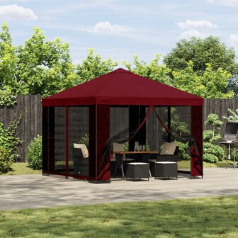 Prieel 3 x 3 m Bordeauxrood Polyester en staal 190 gsm 1