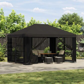 Prieel 4 &times; 3 m Antracietkleurig Polyester en staal 190 gsm 1