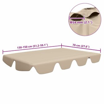 Vervangingsluifel voor schommelbank 150/130x105/70 cm beige 6