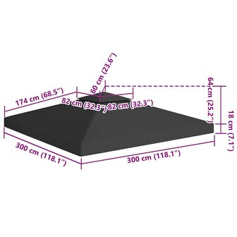 Prieeldak 2-laags 310 g/m&sup2; 3x3 m zwart 7