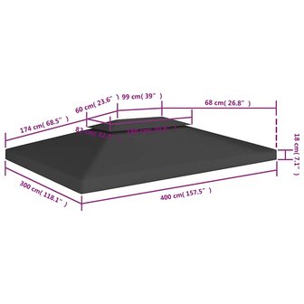 Prieeldak 2-laags 310 g/m&sup2; 4x3 m zwart 7