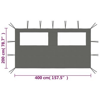Prieelzijwand met ramen 4x2 m antracietkleurig 4