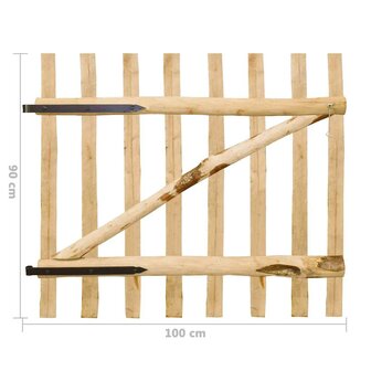Poort enkel 100x90 cm hazelaarhout 6