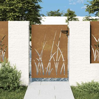 Poort 85x125 cm grasontwerp cortenstaal 1