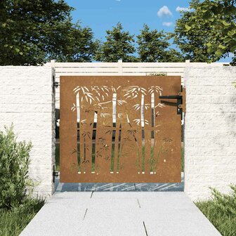 Poort 85x75 cm bamboe-ontwerp cortenstaal 1