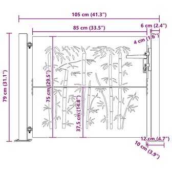 Poort 100x75 cm bamboe-ontwerp cortenstaal 11