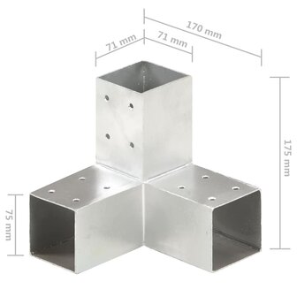Paalverbindingen 4 st Y-vorm 71x71 mm gegalvaniseerd metaal 7