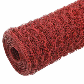 Kippengaas 25x1 m staal met PVC coating rood 2