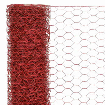 Kippengaas 25x1 m staal met PVC coating rood 3