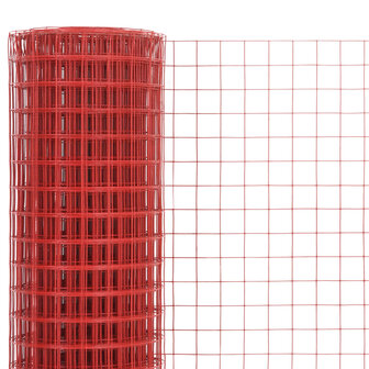 Kippengaas 25x0,5 m staal met PVC coating rood 3