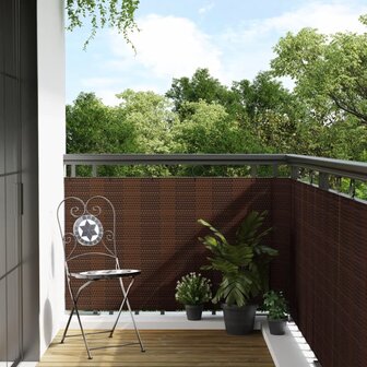 Balkonscherm 300x80 cm poly rattan bruin en zwart 1