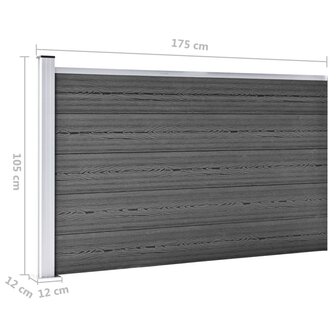 Schuttingpanelenset 353x105 cm HKC zwart  11