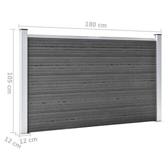 Schuttingpanelenset 353x105 cm HKC zwart  12