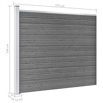 Schuttingpanelenset 353x146 cm HKC grijs   11