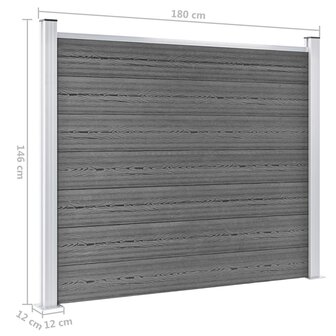 Schuttingpanelenset 872x146 cm HKC grijs   12