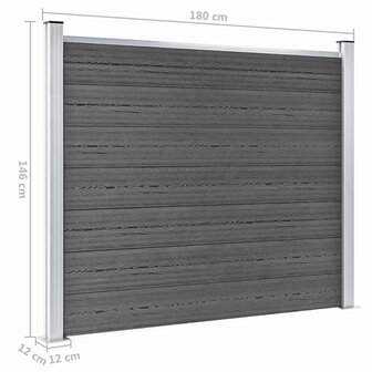 Schuttingpanelenset 353x146 cm HKC zwart   11