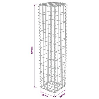 Schanskorfmuur met deksels 20x20x100 cm gegalvaniseerd staal  6