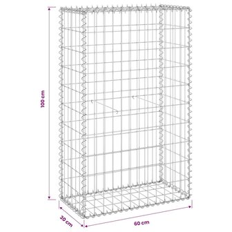 Schanskorfmuur met deksels 60x30x100 cm gegalvaniseerd staal 7