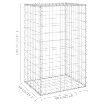 Schanskorfmuur met deksels 60x50x150 cm gegalvaniseerd staal 7